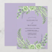 Lila Mint Ranunculus Eucalyptus Bruiloft Kaart (Voorkant / Achterkant)