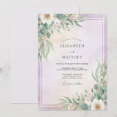Lila Mintgroen Blad Eucalyptus Bruiloft Kaart (Voorkant / Achterkant)