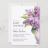 Lila Modern Elegant Bloemen Baby shower Kaart (Voorkant)