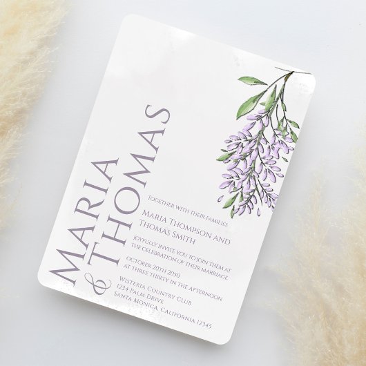 Lila Modern Elegant Waterverf Bloemen Kaart