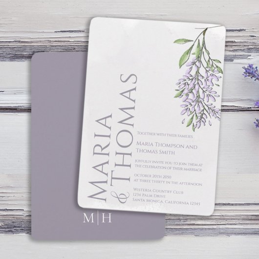 Lila Modern Elegant Waterverf Bloemen Kaart