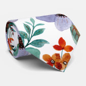 Lila modern  Floral Waterverf Patroon Stropdas (Opgerold)