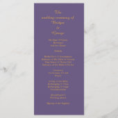 lila moderne eenvoudige deco bruiloft programmakaart (Achterkant)