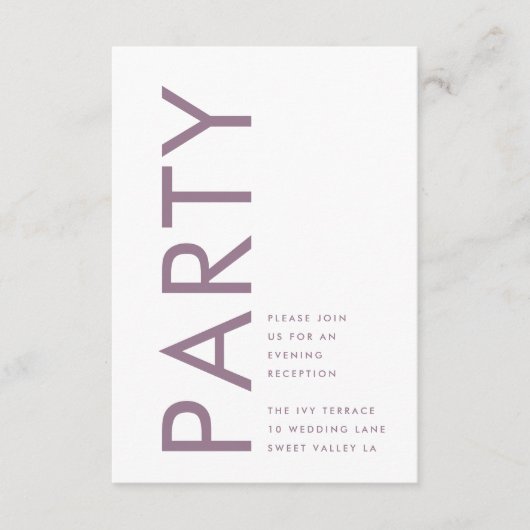 Lila moderne Mauve Paarse Names Weddenschappen Informatiekaartje (Voorkant)