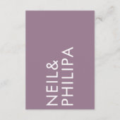 Lila moderne Mauve Paarse Names Weddenschappen Informatiekaartje (Achterkant)