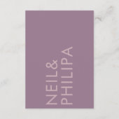 Lila moderne Mauve Paarse Names Weddenschappen Informatiekaartje (Achterkant)
