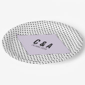 Lila moderne poladots bruiloft papieren bordje (Gekanteld)