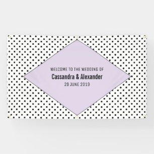 Lila moderne poladots bruiloft spandoek