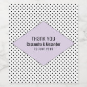 Lila moderne poladots bruiloft wijn etiket (Enkel label)