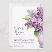 Lila Moderne Rustieke Bloemen Elegante Bruiloft Save The Date (Voorkant)