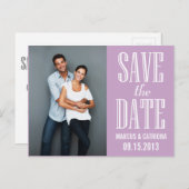 Lila Moderne Typografie Sparen het Briefkaart van  (Voorkant / Achterkant)