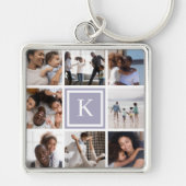 Lila Monogram 8 Fotocollage Sleutelhanger (Voorkant)