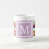 Lila Monogram Instagram Foto Collage Mok (Center)