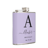 Lila monogram op maat gesneden bridesmaïde heupkol heupfles (Rechts)