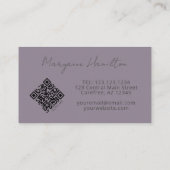 Lila monogram QR-code Visitekaartje (Achterkant)