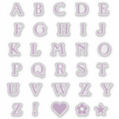 Lila Monogram tekstletters Alphabet Heart Star Sticker (Voorkant)