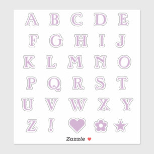 Lila Monogram tekstletters Alphabet Heart Star Sticker