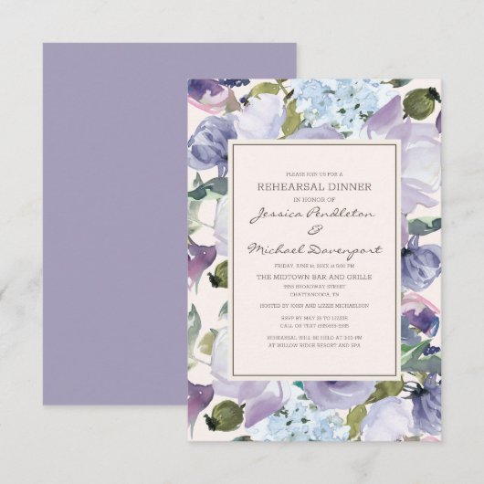 Lila mosterd blauw crème kaart (Voorkant / Achterkant)