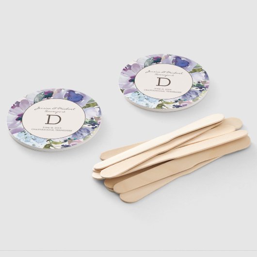 Lila mosterdblauwe Waterverf Handwaaier (Niet-gemonteerd)