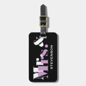 Lila Mr en Mrs. Travel bagagelabel voor nieuwe bru (Voorkant verticaal)