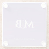 Lila naam voor aangepast monogram glazen onderzetter (Achterkant)