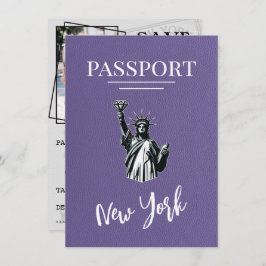 Lila New York City Passport Bewaar de datum Save The Date