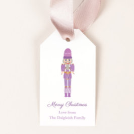 Lila Nutcracker Ballet Wooden Soldaat Kerstmis Cadeaulabel