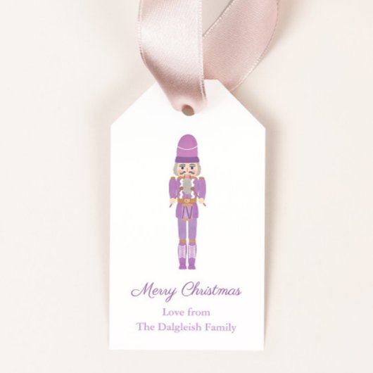 Lila Nutcracker Ballet Wooden Soldaat Kerstmis Cadeaulabel