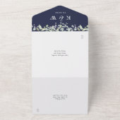 Lila olievlek Blue Monogram Weddenschap All In One Uitnodiging (Buitenkant)