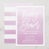 Lila Ombre Modern Calligrafie Baby shower Kaart (Voorkant / Achterkant)
