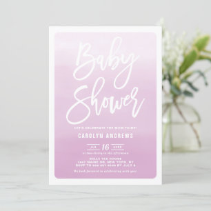 Lila Ombre Modern Calligrafie Baby shower Kaart