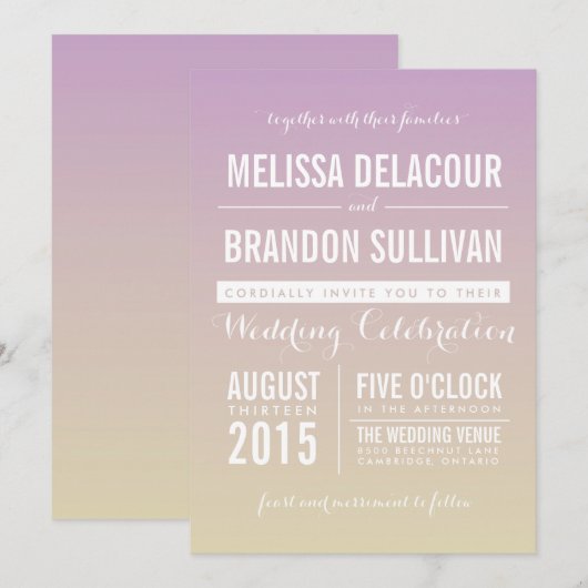 Lila Ombre | Uitnodiging tot weddenschappen (Voorkant / Achterkant)