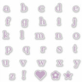 Lila onderste Hoesje letters Alphabet Heart Star Sticker (Voorkant)