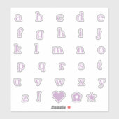 Lila onderste Hoesje letters Alphabet Heart Star Sticker (Vel)