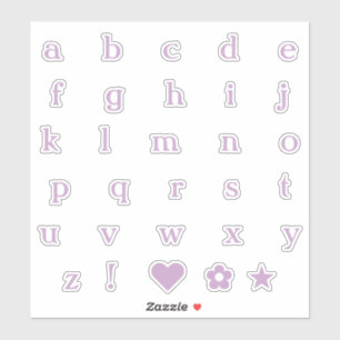 Lila onderste Hoesje letters Alphabet Heart Star Sticker