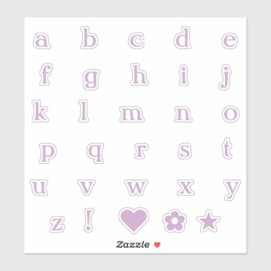 Lila onderste Hoesje letters Alphabet Heart Star Sticker (Vel)