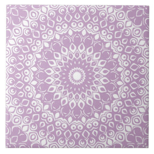 Lila op White Mandala Kaleidoscope Medallion Tegeltje