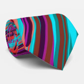 Lila Oranje Blauwgroen Abstracte geometrische vere Stropdas (Opgerold)