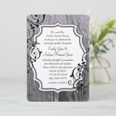  Lila ouwe Barn Wood Swirl Wedding Kaart (Staand voorkant)