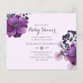 Lila Paars Baby shower van Floral nodigt begroting (Voorkant)