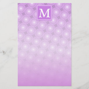 Lila paars de cirkelspatroon van het monogram briefpapier