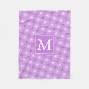 Lila paars de cirkelspatroon van het monogram fleece deken