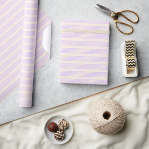 Lila paars- en beige vijf strepenpatroon cadeaupapier