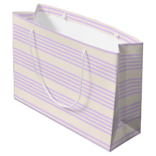 Lila paars- en beige vijf strepenpatroon groot cadeauzakje