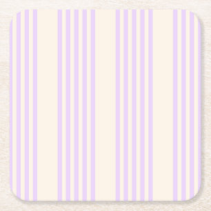 Lila paars- en beige vijf strepenpatroon kartonnen onderzetters