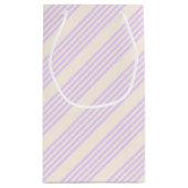 Lila paars- en beige vijf strepenpatroon klein cadeauzakje (Achterkant)