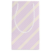 Lila paars- en beige vijf strepenpatroon klein cadeauzakje (Voorkant)