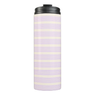 Lila paars- en beige vijf strepenpatroon thermosbeker