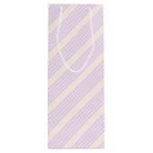 Lila paars- en beige vijf strepenpatroon wijn cadeautas (Achterkant)