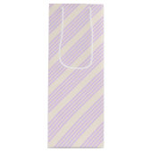 Lila paars- en beige vijf strepenpatroon wijn cadeautas (Voorkant)